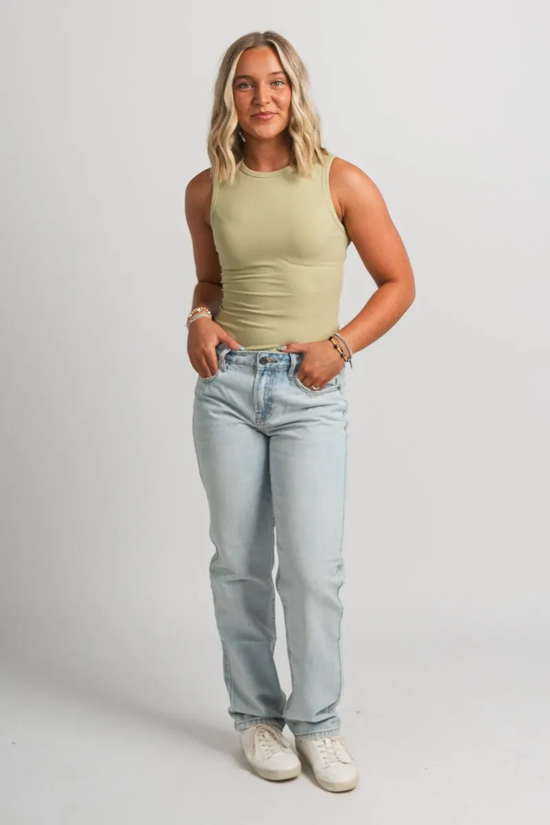 Hidden Tracey high rise relax straight jeans light blue