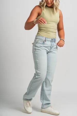 Hidden Tracey high rise relax straight jeans light blue