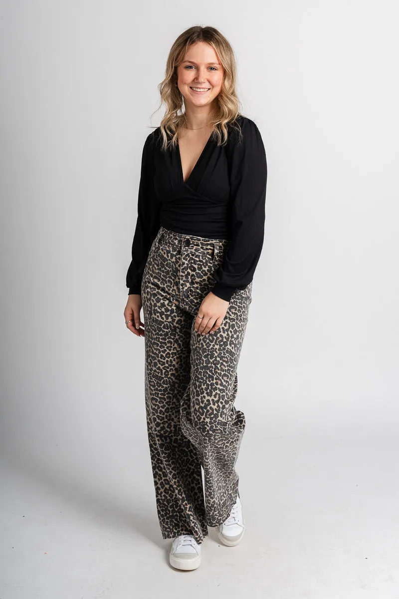 High rise leopard jeans brown