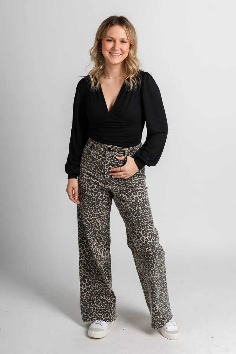 High rise leopard jeans brown