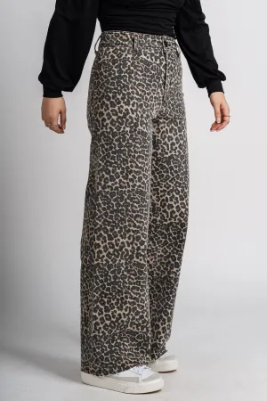 High rise leopard jeans brown