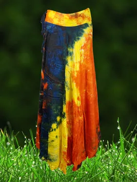 Hippie Wrap Beach Skirt Orange Black Beach Wrapskirts One Size