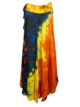 Hippie Wrap Beach Skirt Orange Black Beach Wrapskirts One Size
