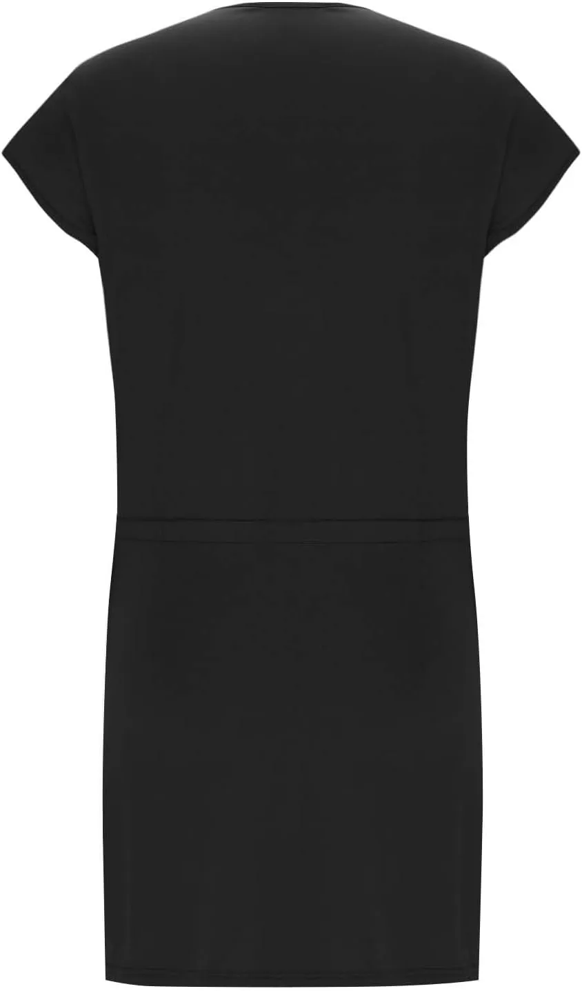 hlysgo Womens Summer Dress 2025 Trendy Short Sleeve V Neck Casual Dresses Drawstring Waist A-Line Mini Dress with Pockets