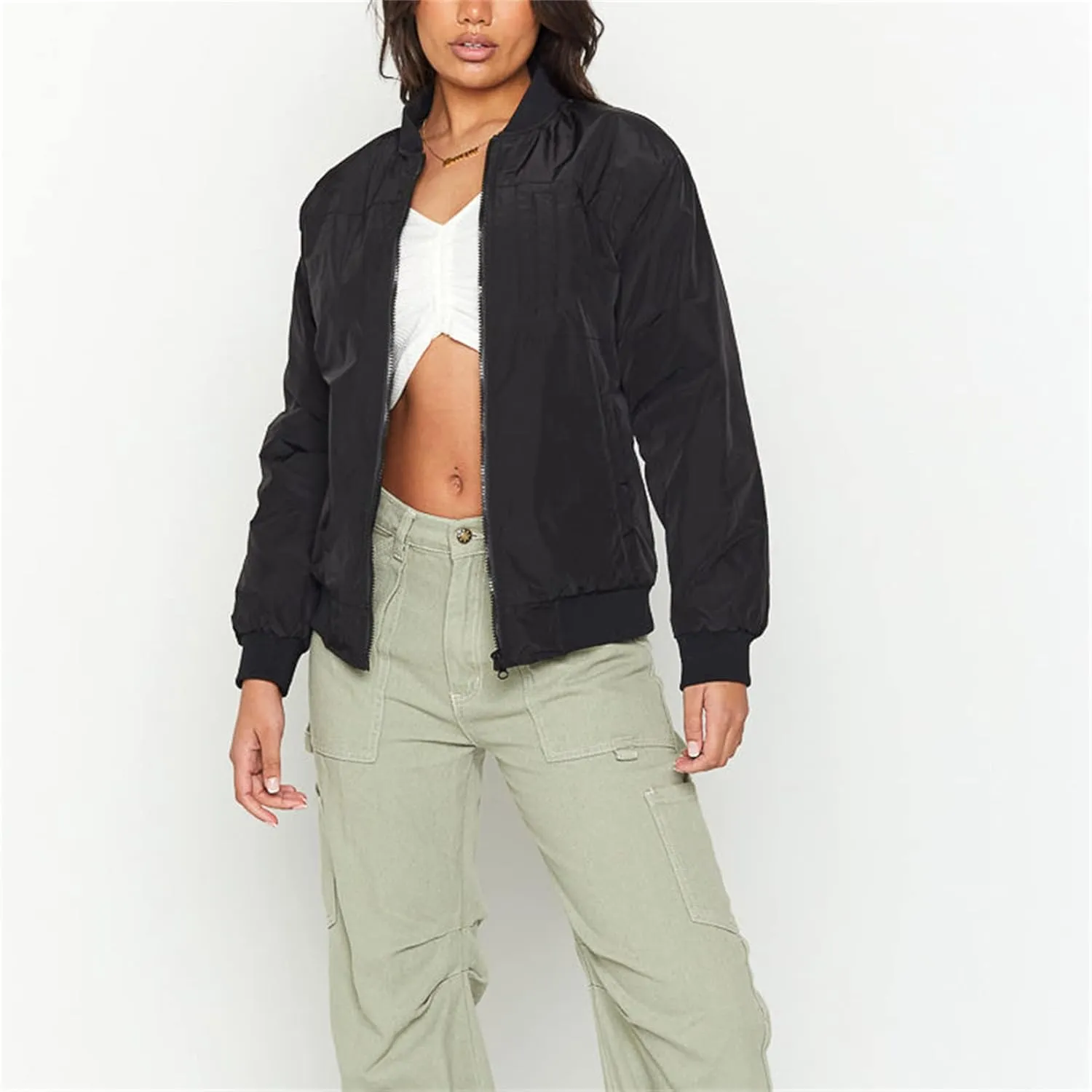 iTranyee Women's Vintage Varsity Jackets Retro Baseball Bomber Jackets Y2k Button Down Long Sleeve Oversized Coat Streetwear