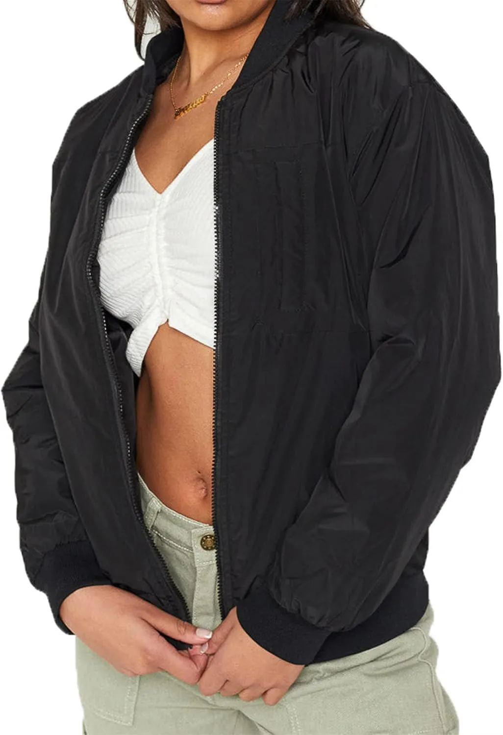 iTranyee Women's Vintage Varsity Jackets Retro Baseball Bomber Jackets Y2k Button Down Long Sleeve Oversized Coat Streetwear