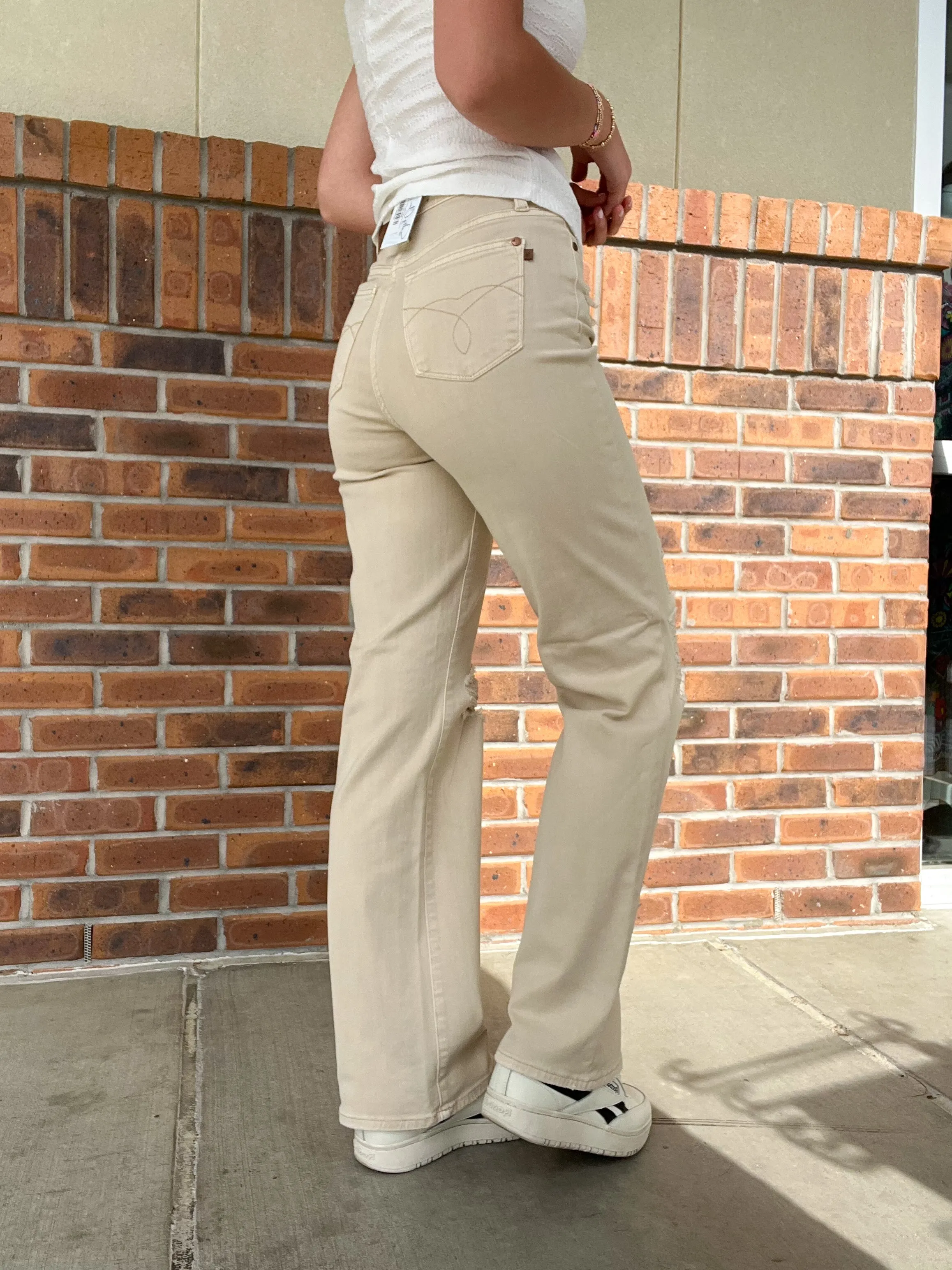 Judy Blue High Waist Bone 90's Straight Denim Jean