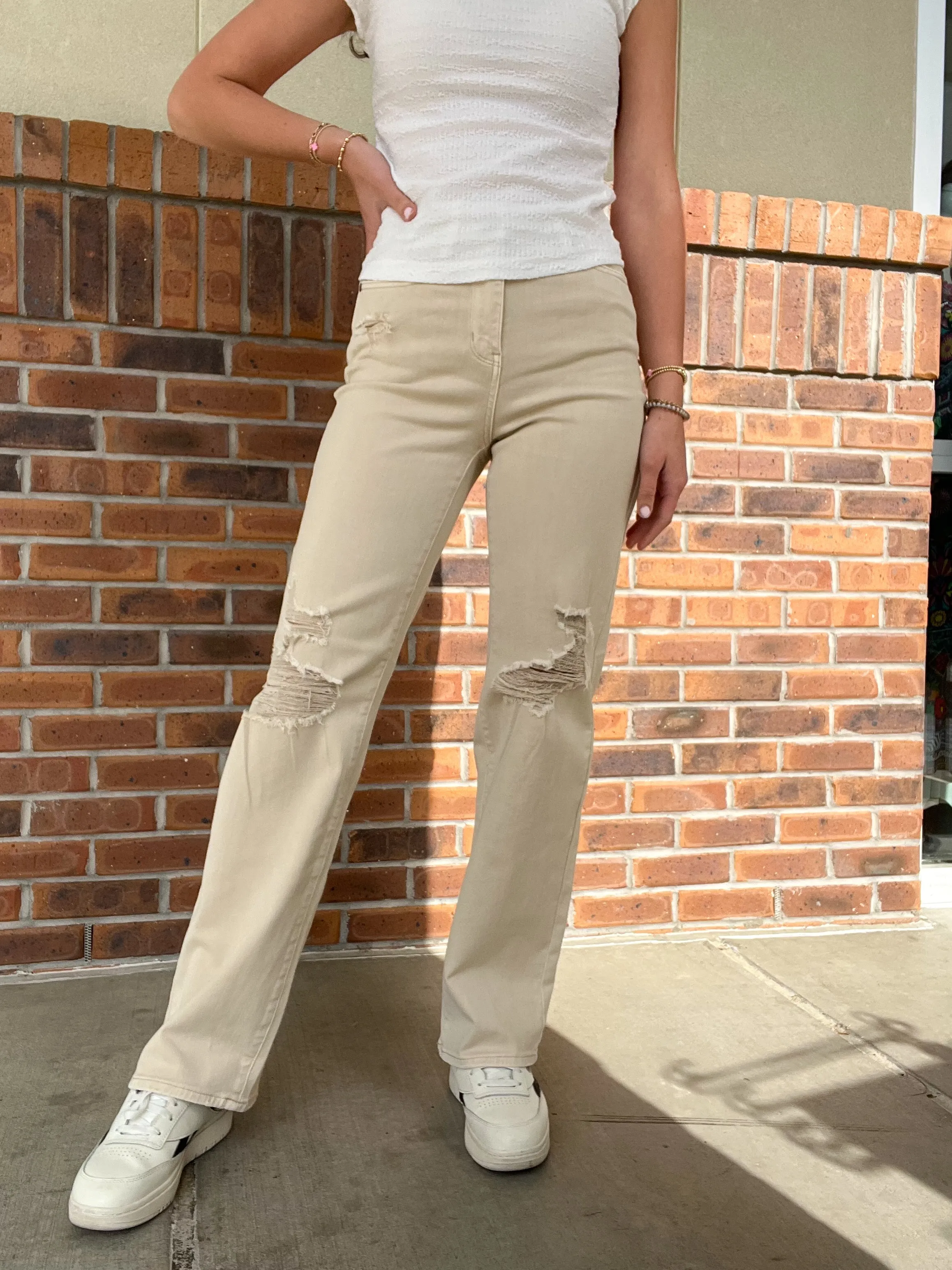 Judy Blue High Waist Bone 90's Straight Denim Jean
