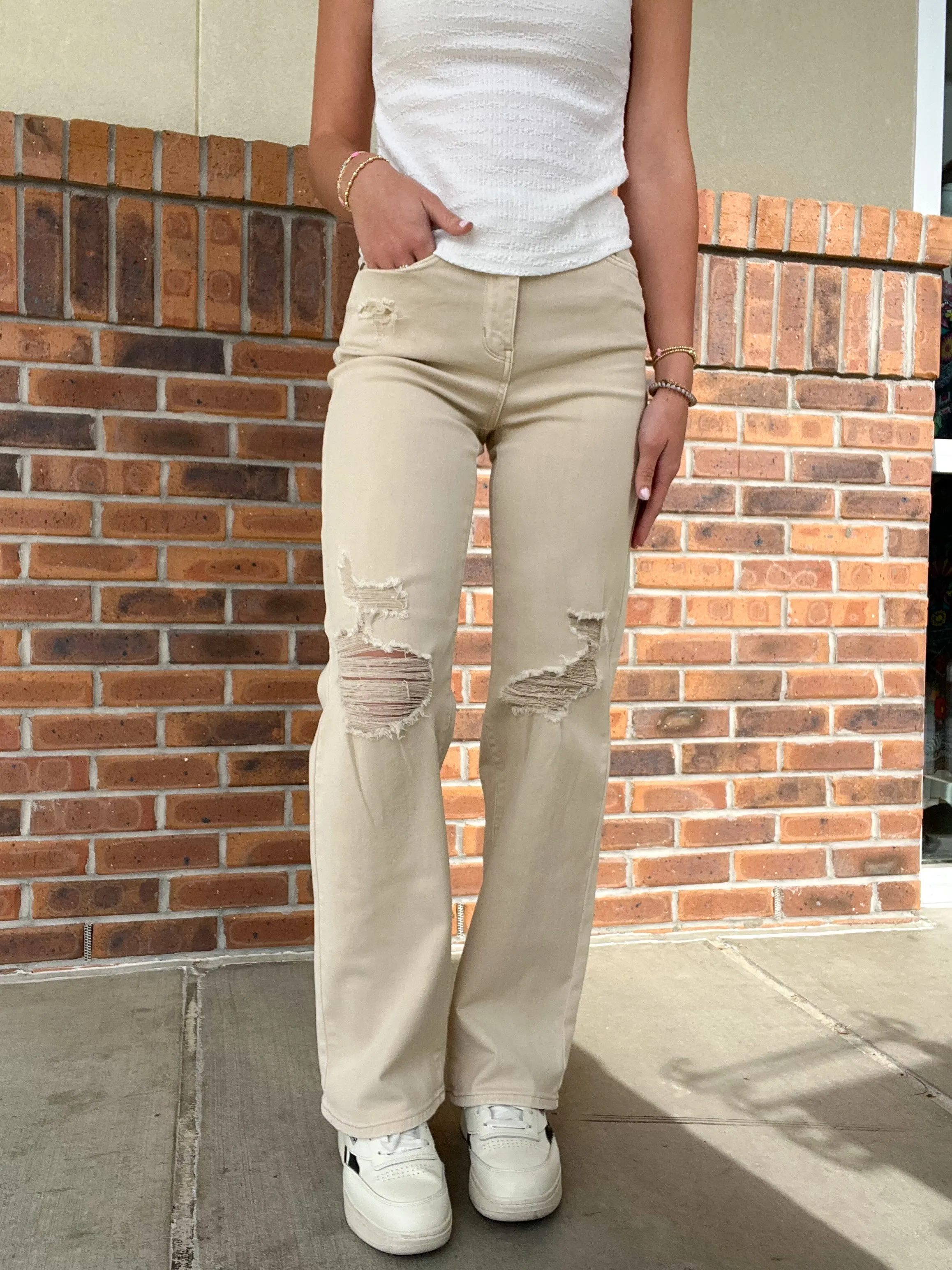 Judy Blue High Waist Bone 90's Straight Denim Jean