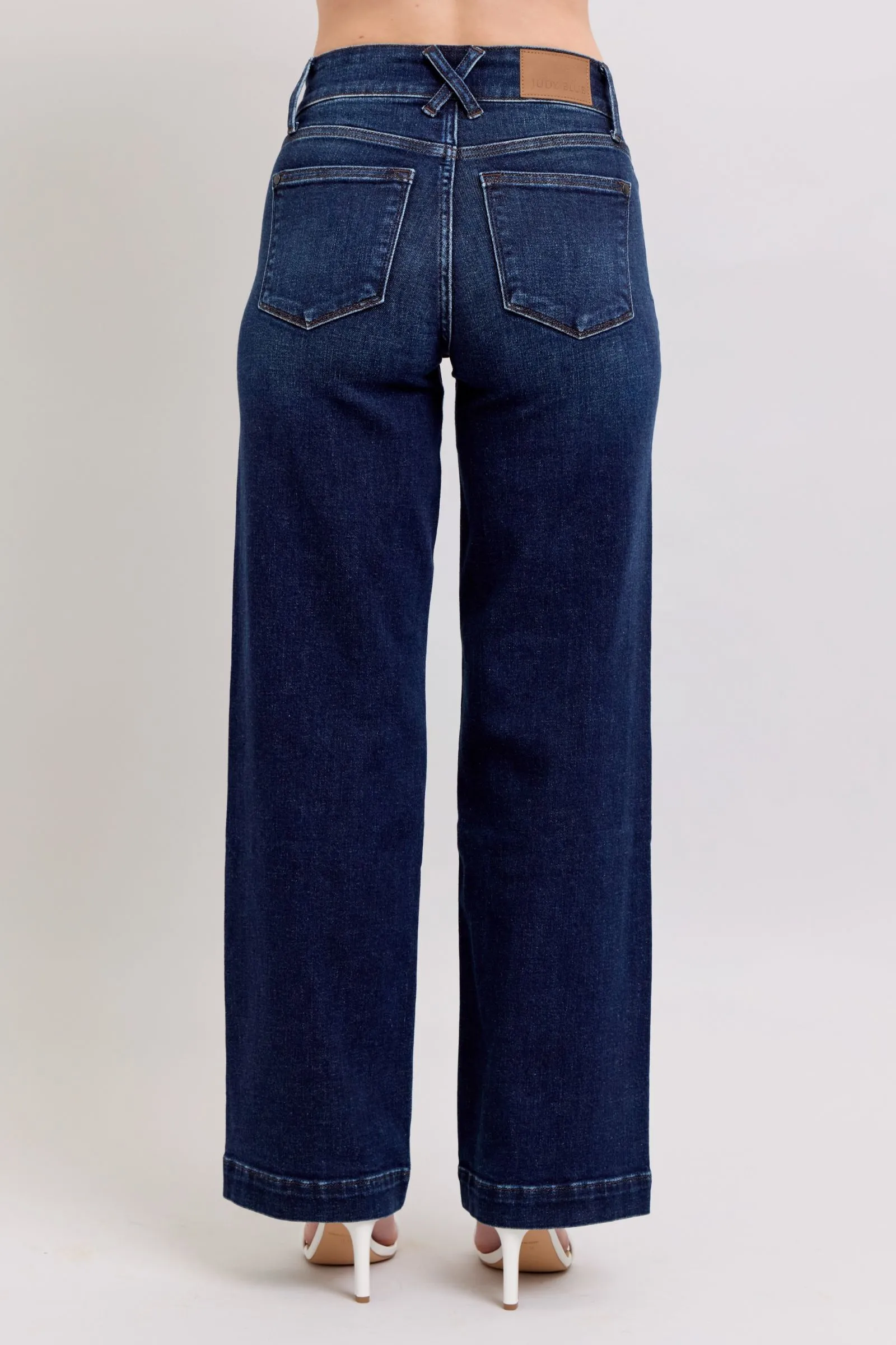 JUDY BLUE High Waisted Wide Leg Denim Trouser