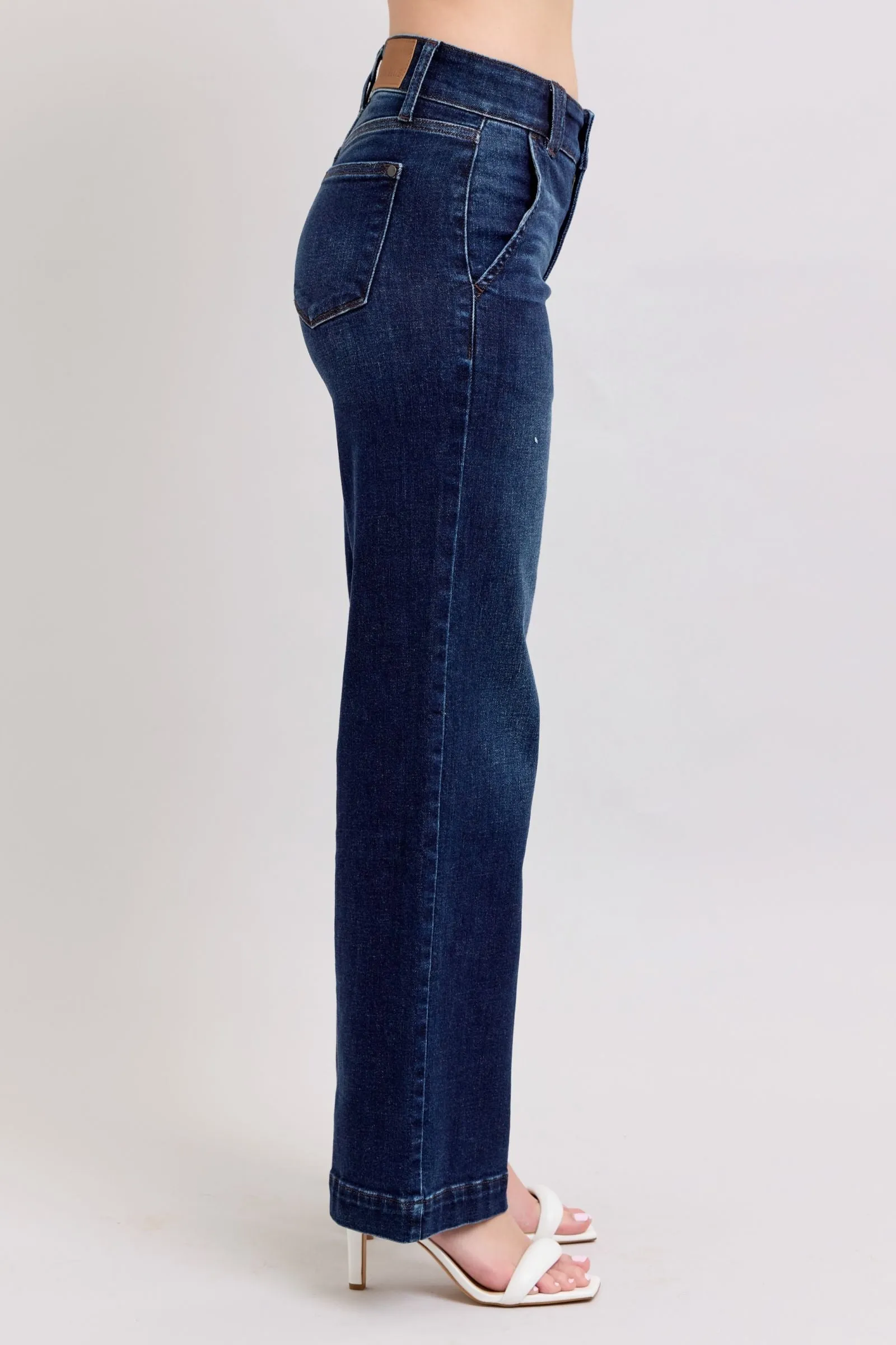 JUDY BLUE High Waisted Wide Leg Denim Trouser
