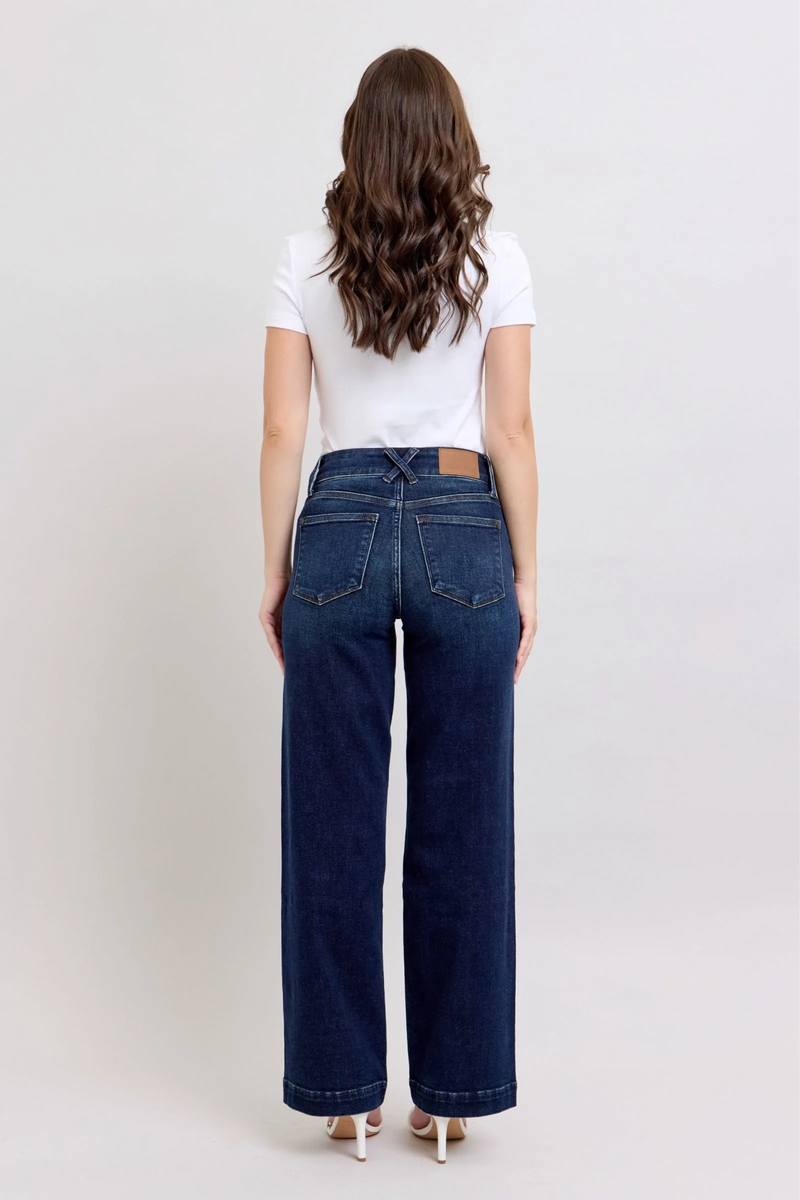 JUDY BLUE High Waisted Wide Leg Denim Trouser