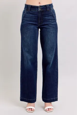 JUDY BLUE High Waisted Wide Leg Denim Trouser
