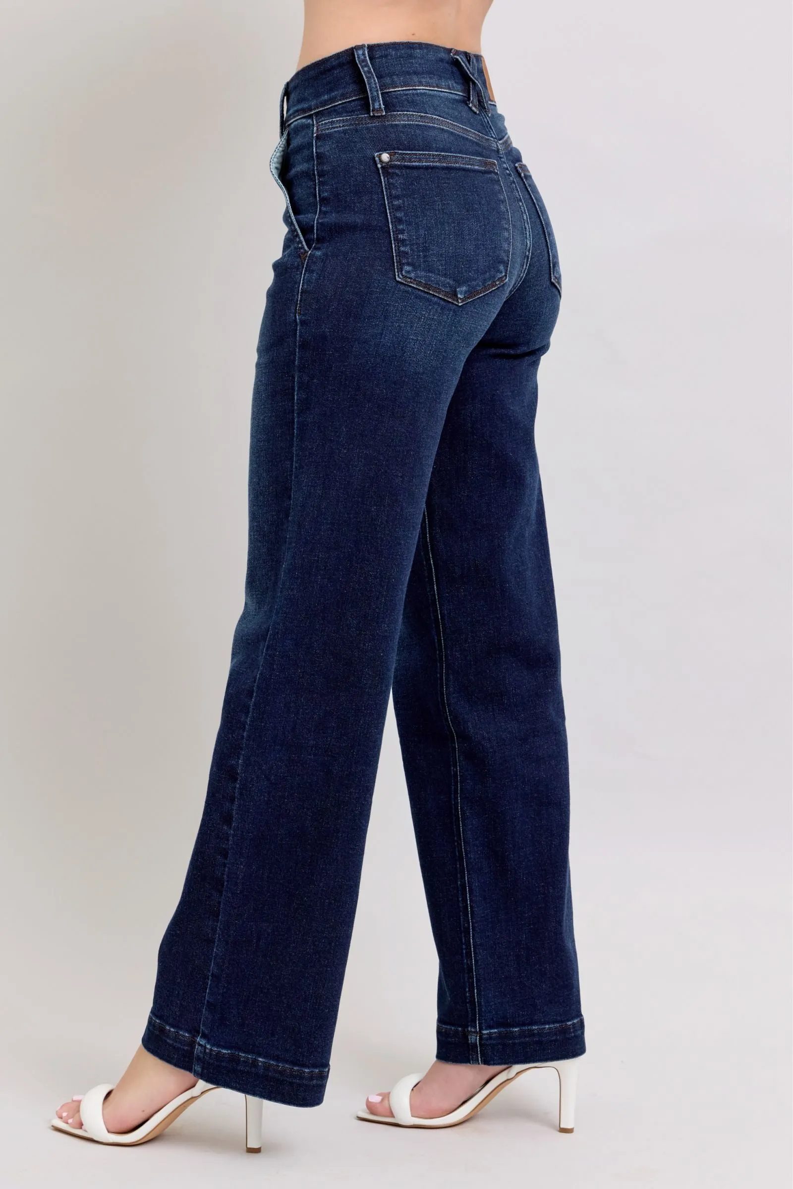 JUDY BLUE High Waisted Wide Leg Denim Trouser