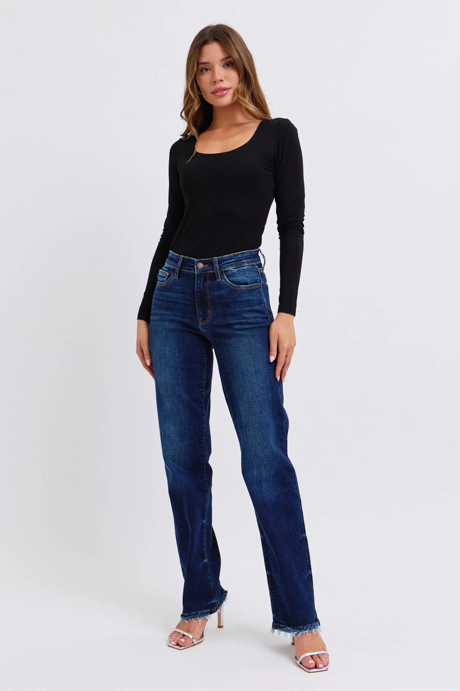 Judy Raw Hem Straight Leg Jeans