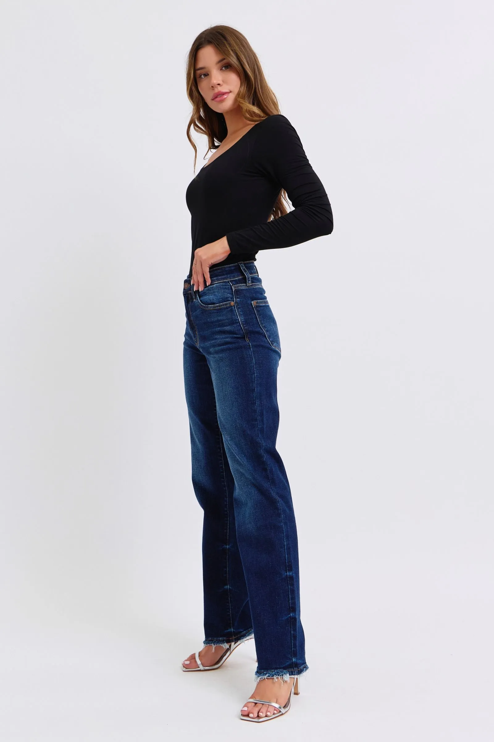 Judy Raw Hem Straight Leg Jeans