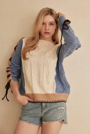 Lace-Up Sleeve Sweater