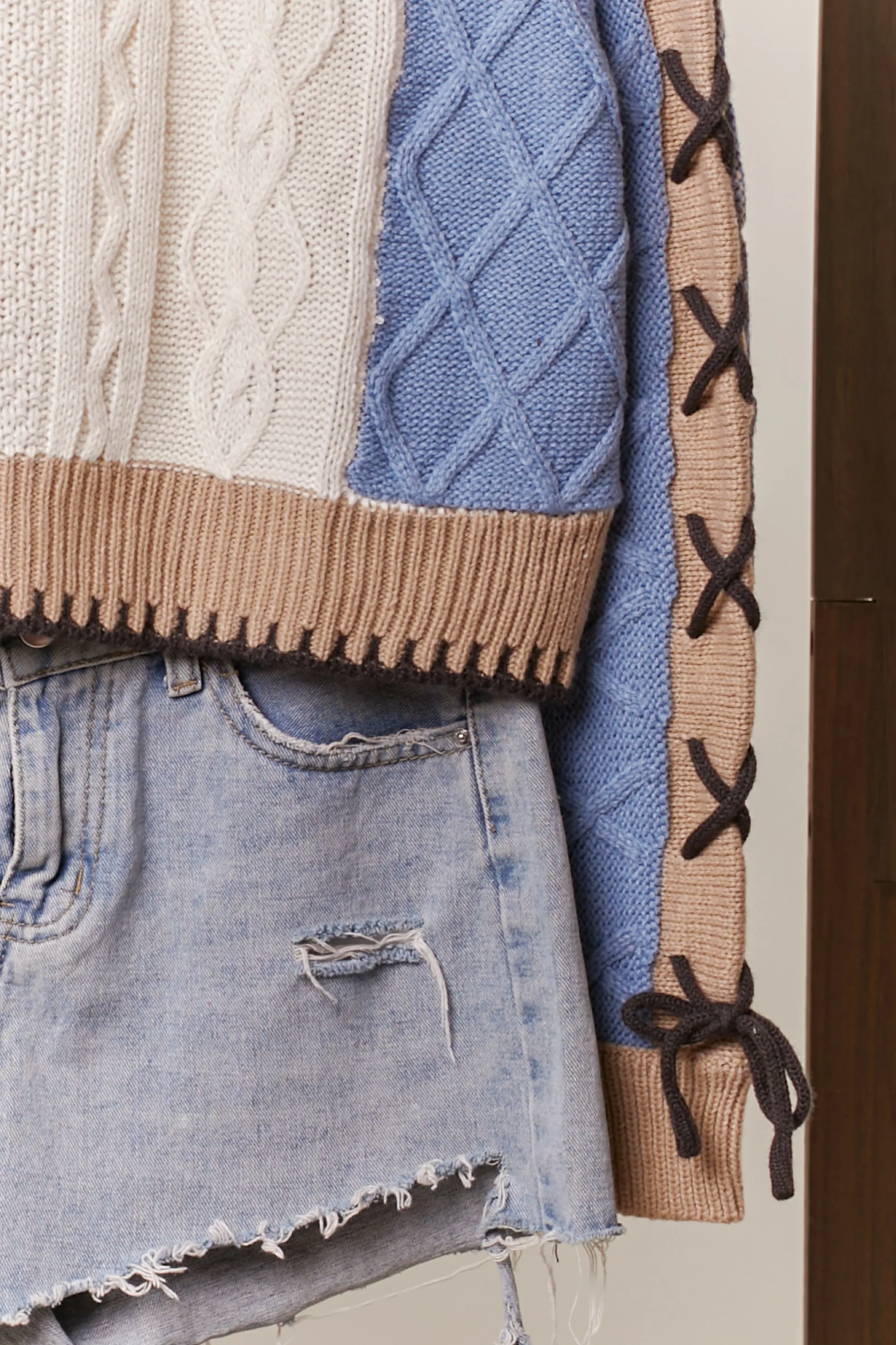 Lace-Up Sleeve Sweater