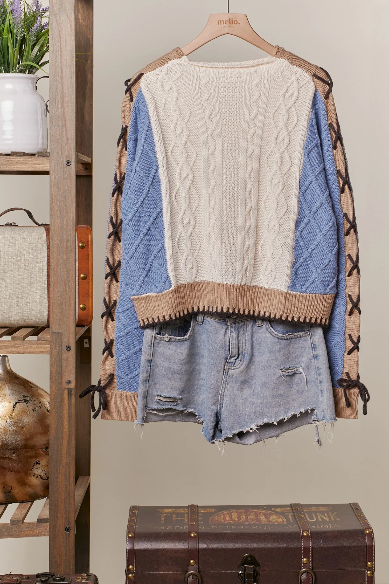 Lace-Up Sleeve Sweater