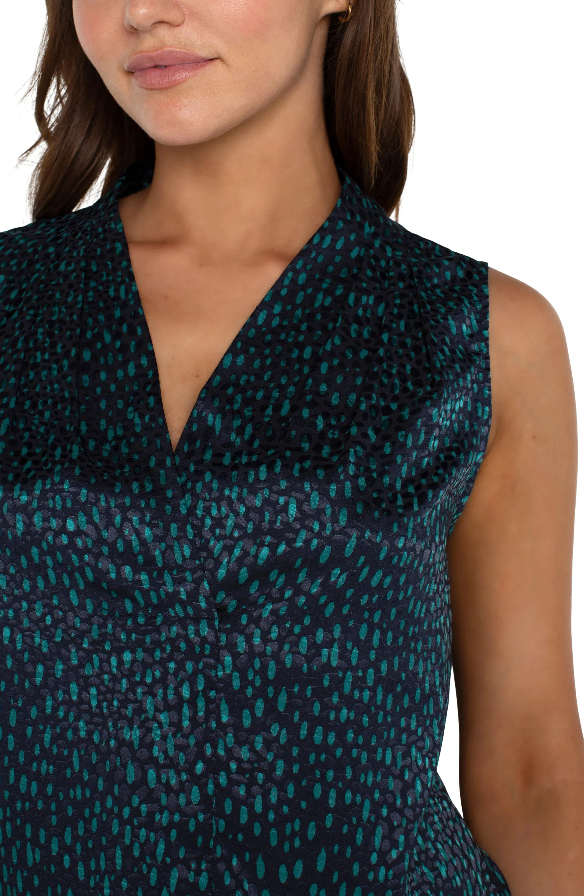 Liverpool Jacquard Printed Sleeveless Blouse