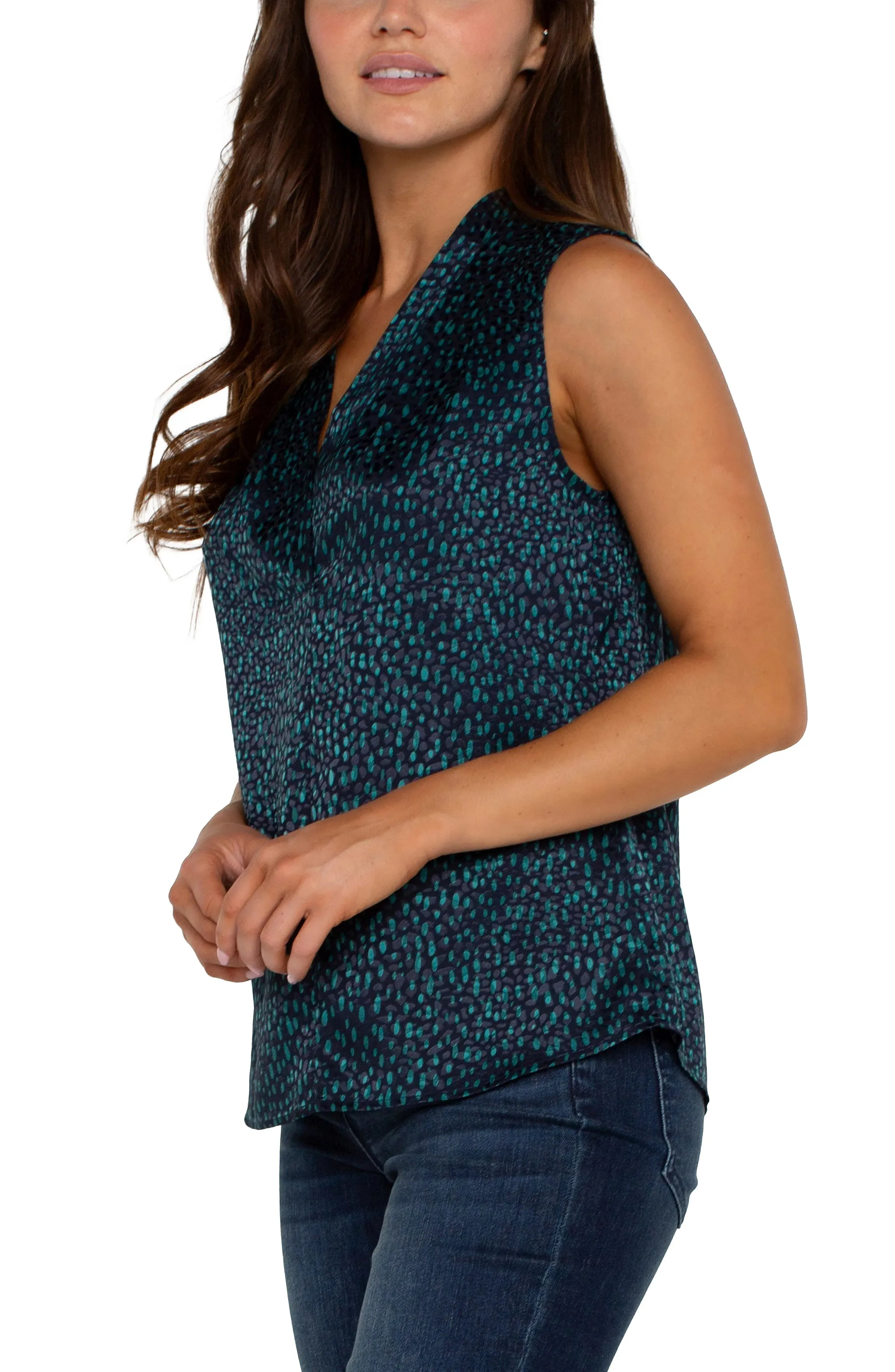 Liverpool Jacquard Printed Sleeveless Blouse