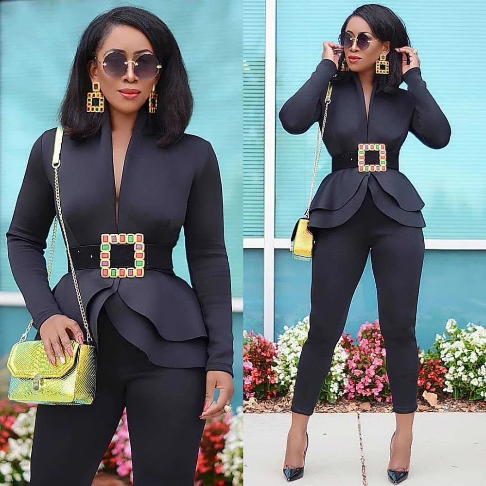 Long Sleeve Blazers 2Pcs Office Set