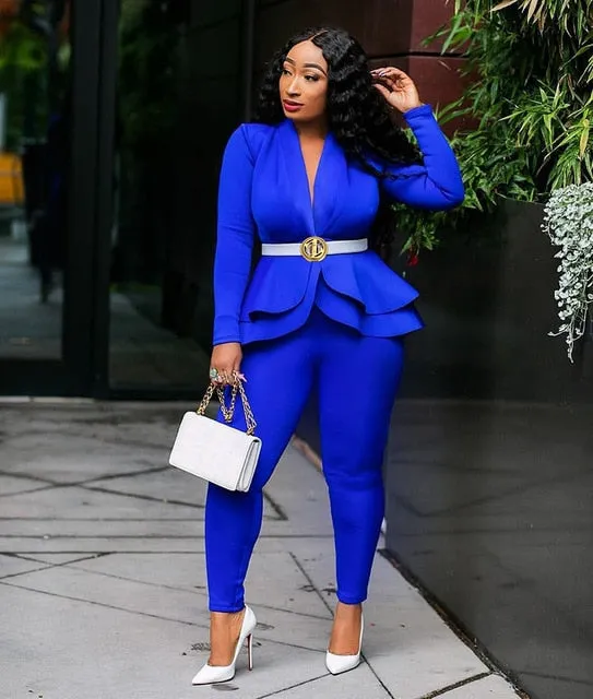 Long Sleeve Blazers 2Pcs Office Set