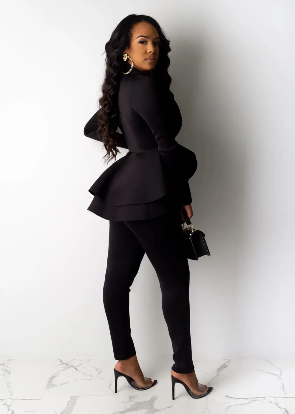 Long Sleeve Blazers 2Pcs Office Set