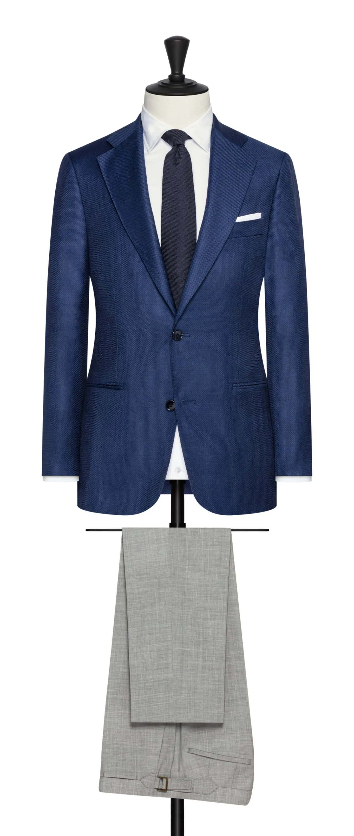 Loro Piana Australis Navy Blue S150 Wool With Micro Design