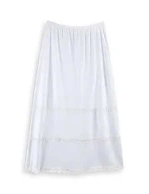 MANCYFIT Half Slip for Women Under Dresses Full Length Long Under Skirt with Lace 36" White Medium