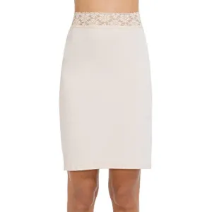 MANCYFIT Half Slips for Women Underskirt Short Mini Skirt with Floral Lace Waistband Nude Large
