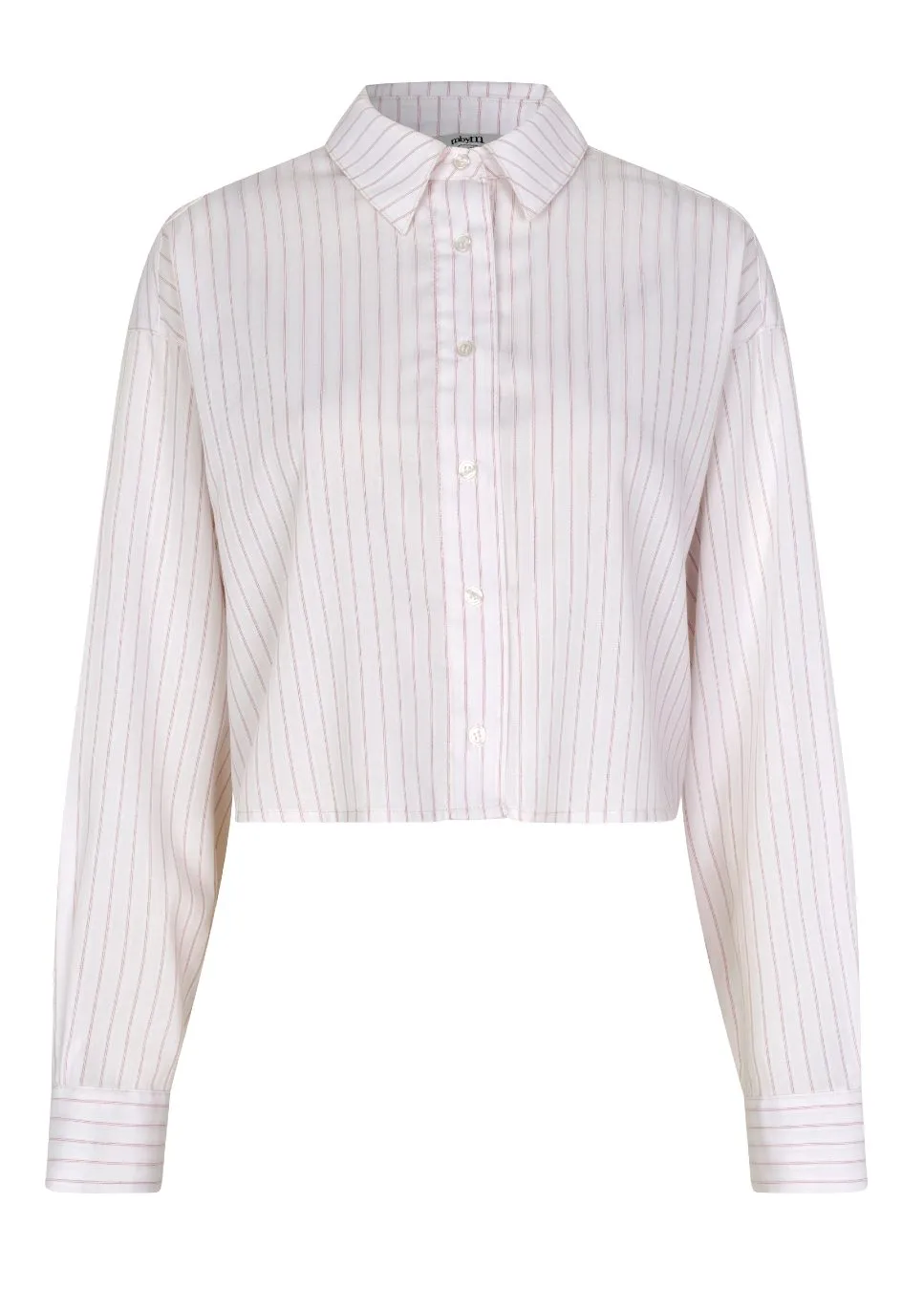 mbyM Emele cropped blouse met roze streep Wit