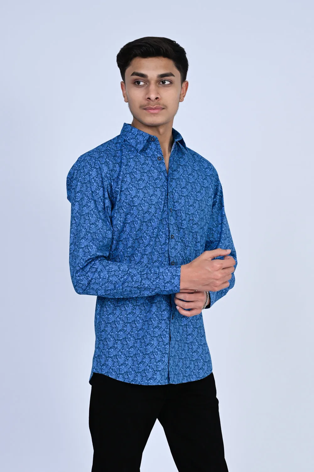 MEN BLUE CASUAL SHIRT