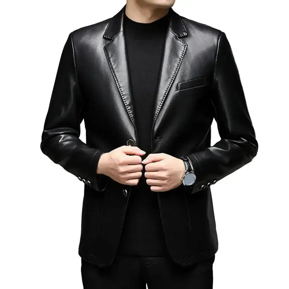 Men Jacket with Button Decoration Long-lasting Wear Men Jacket