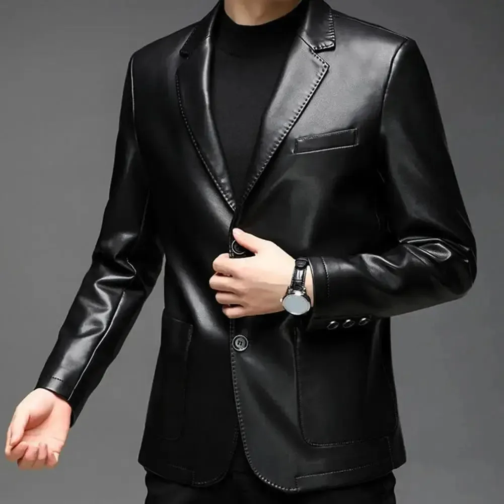 Men Jacket with Button Decoration Long-lasting Wear Men Jacket