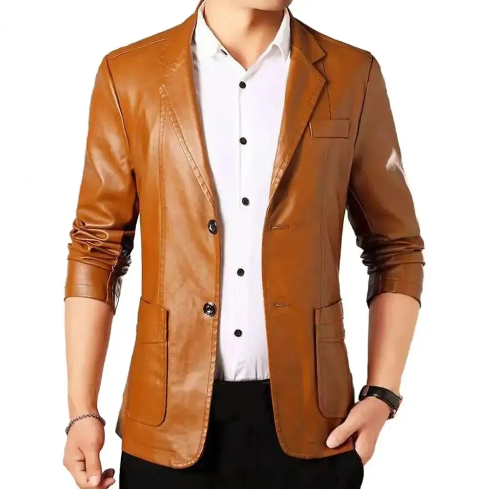 Men Jacket with Button Decoration Long-lasting Wear Men Jacket