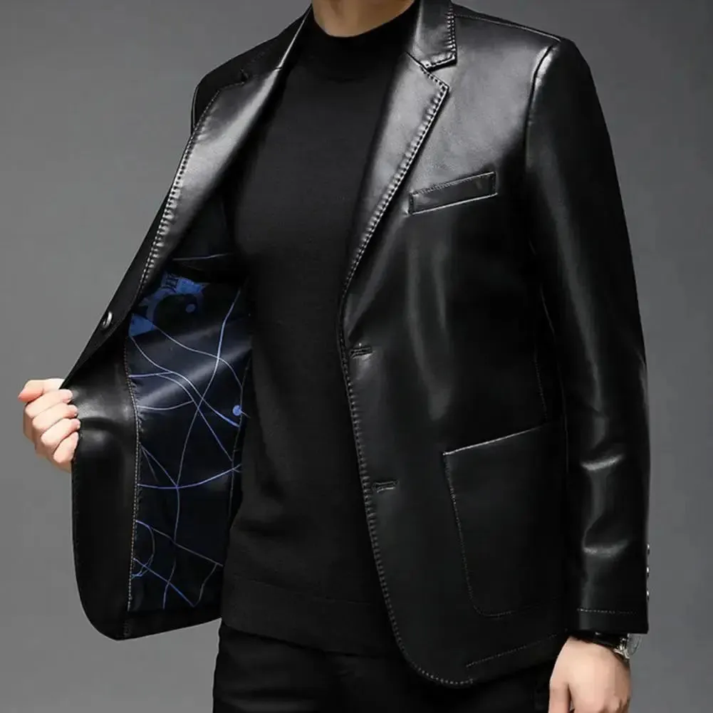 Men Jacket with Button Decoration Long-lasting Wear Men Jacket