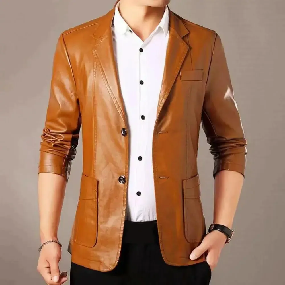 Men Jacket with Button Decoration Long-lasting Wear Men Jacket