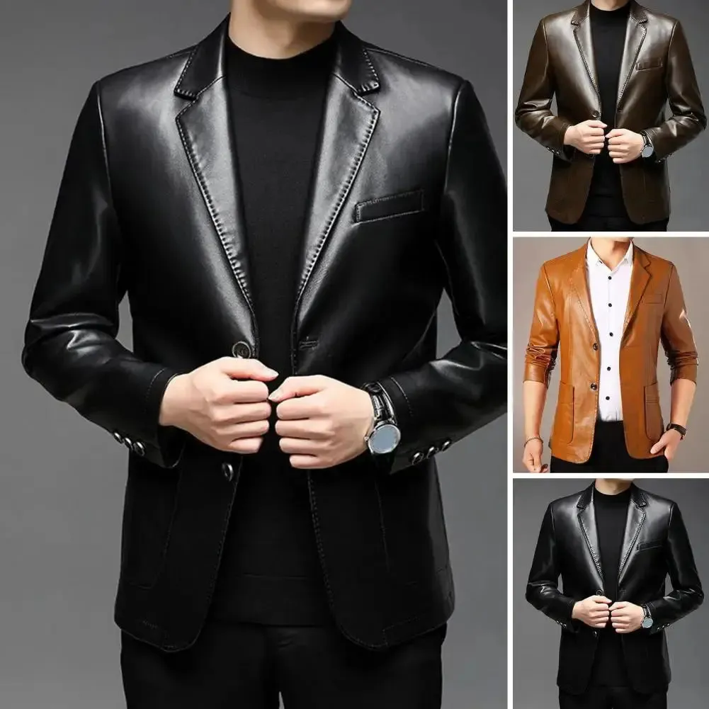 Men Jacket with Button Decoration Long-lasting Wear Men Jacket