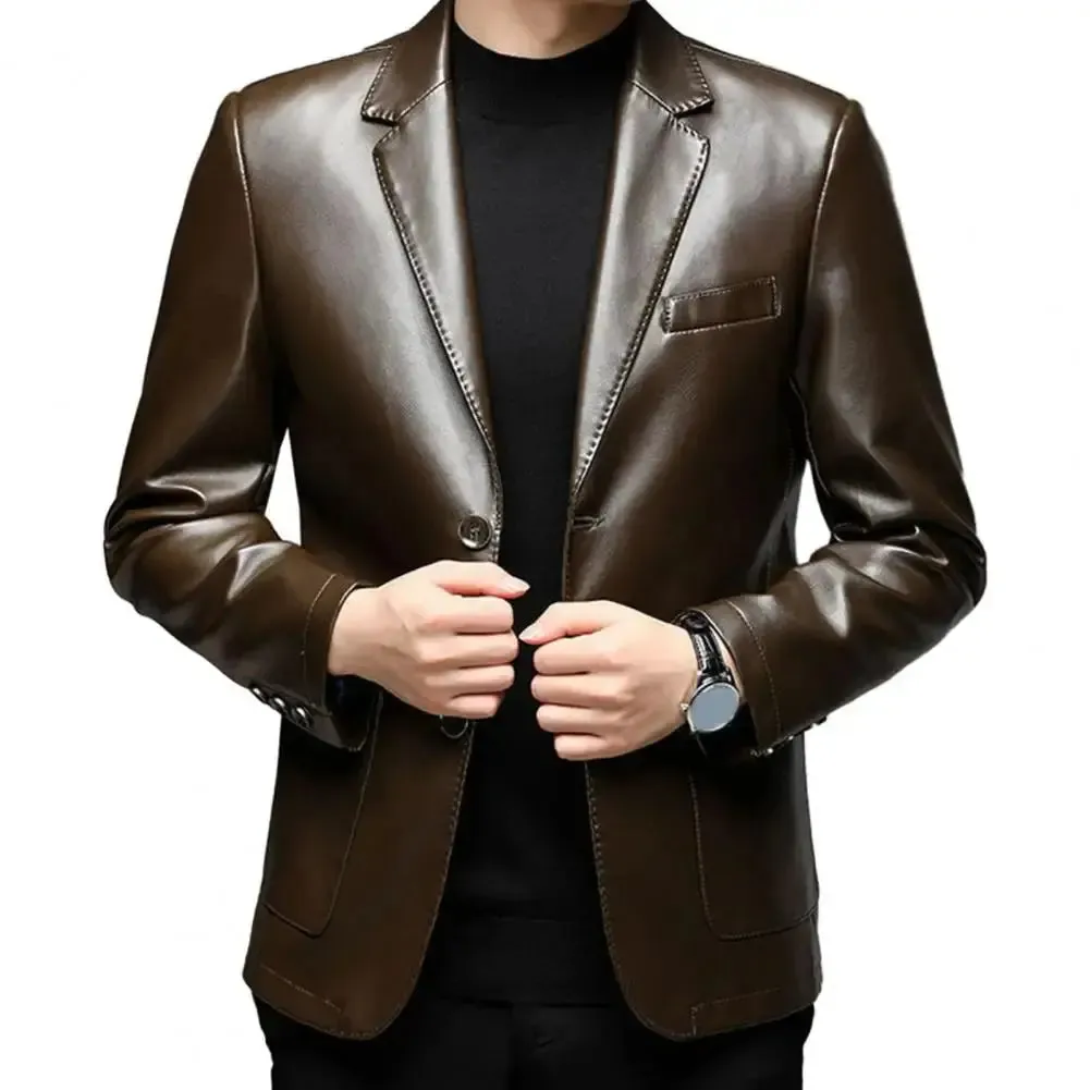 Men Jacket with Button Decoration Long-lasting Wear Men Jacket