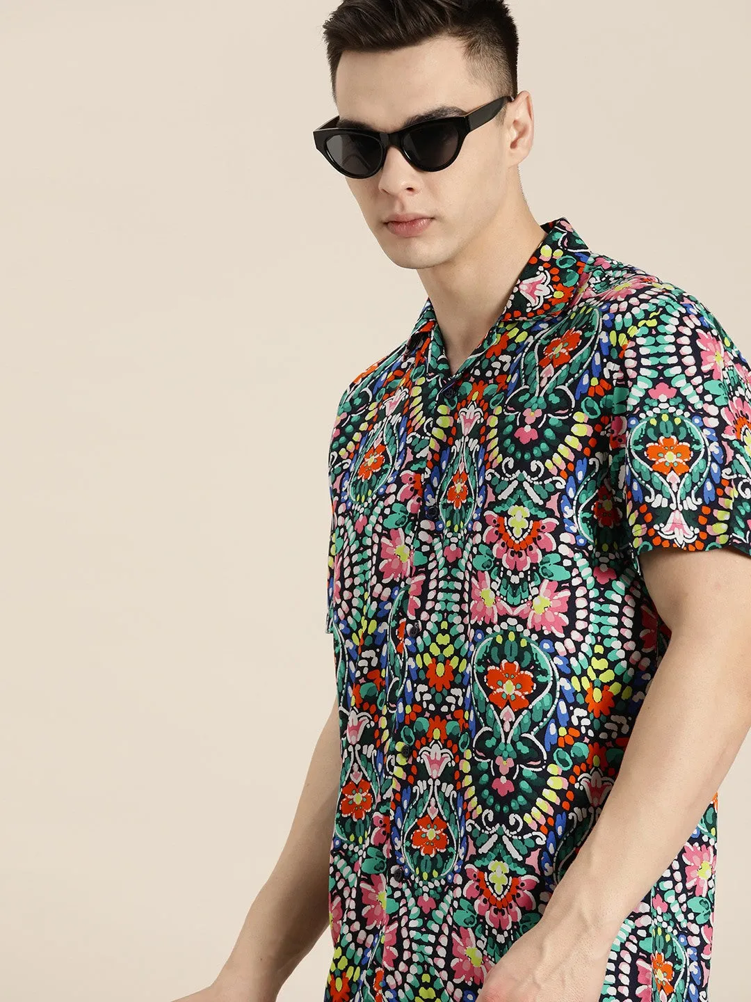 Men Multicoloured Printed Viscose Rayon Regular Fit Casual Shirt