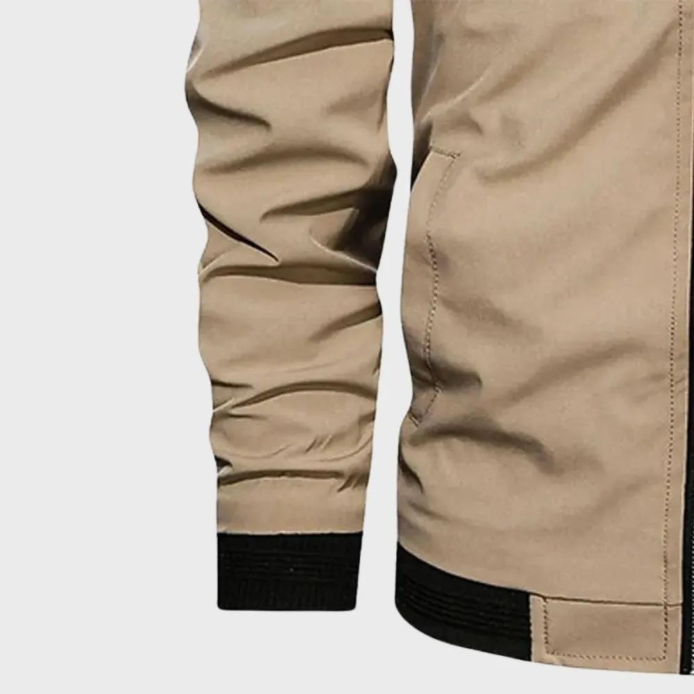 Mens Bomber Jacket  Slim Fit  Lightweight Breathable Fabric  Ribbed Trim  Zip Sleeve Pocket