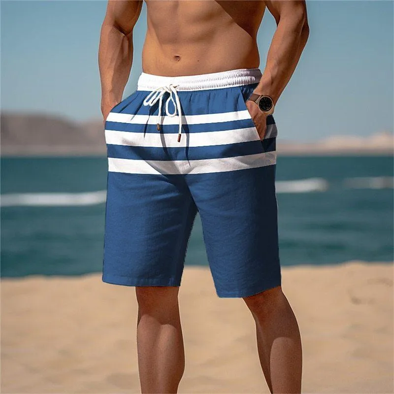 Men's Draw Rope Elastic Waist 3D Printed Casual Beach Shorts 00399598YY