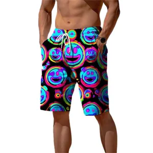 Men's Draw Rope Elastic Waist 3D Printed Casual Beach Shorts 96801986YY