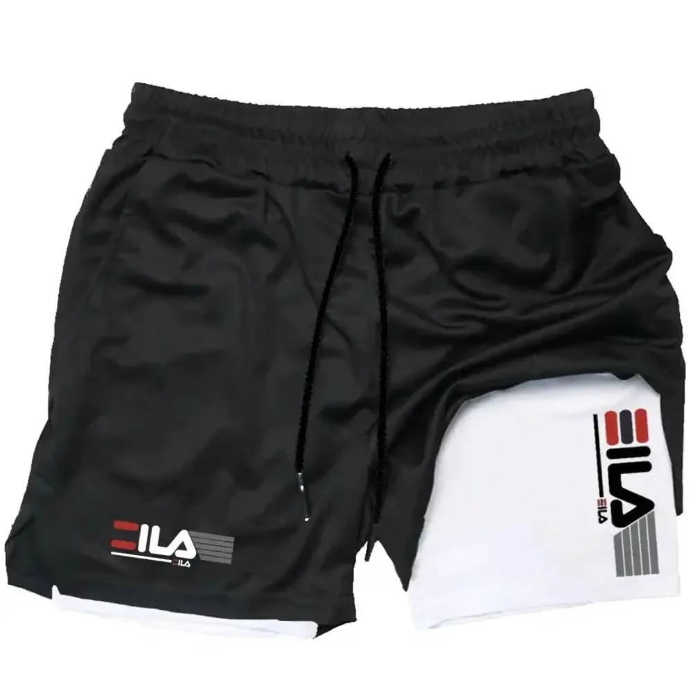 Men's Two-in-One Sports Shorts - Breathable, Quick-Drying, Double-Layer Running