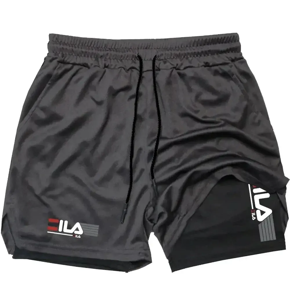 Men's Two-in-One Sports Shorts - Breathable, Quick-Drying, Double-Layer Running