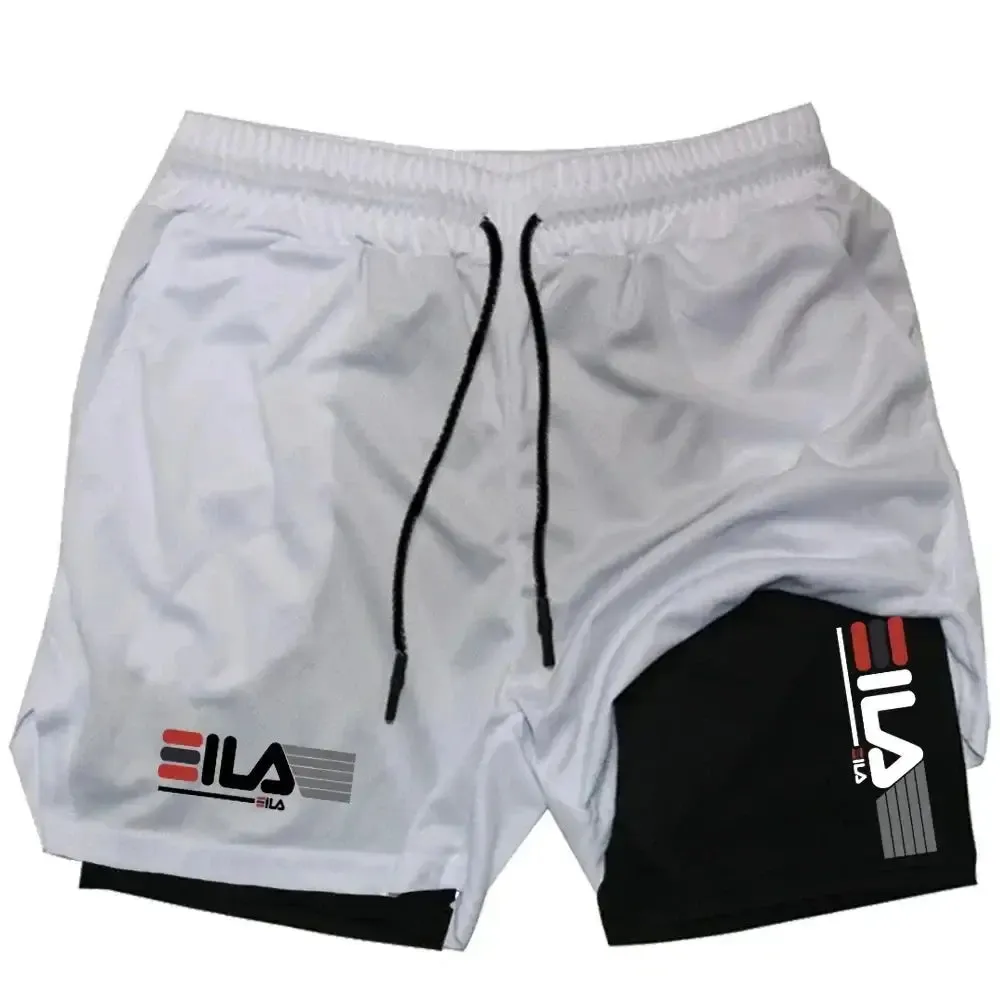 Men's Two-in-One Sports Shorts - Breathable, Quick-Drying, Double-Layer Running