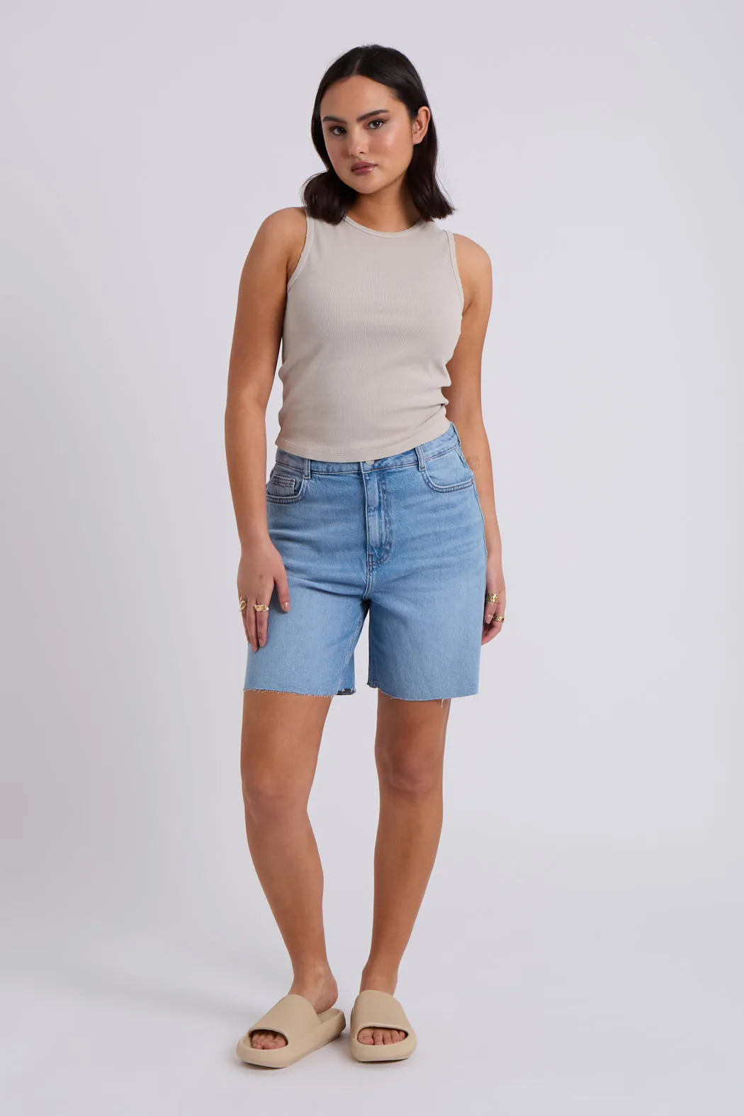 Mid-Wash Bermuda Shorts