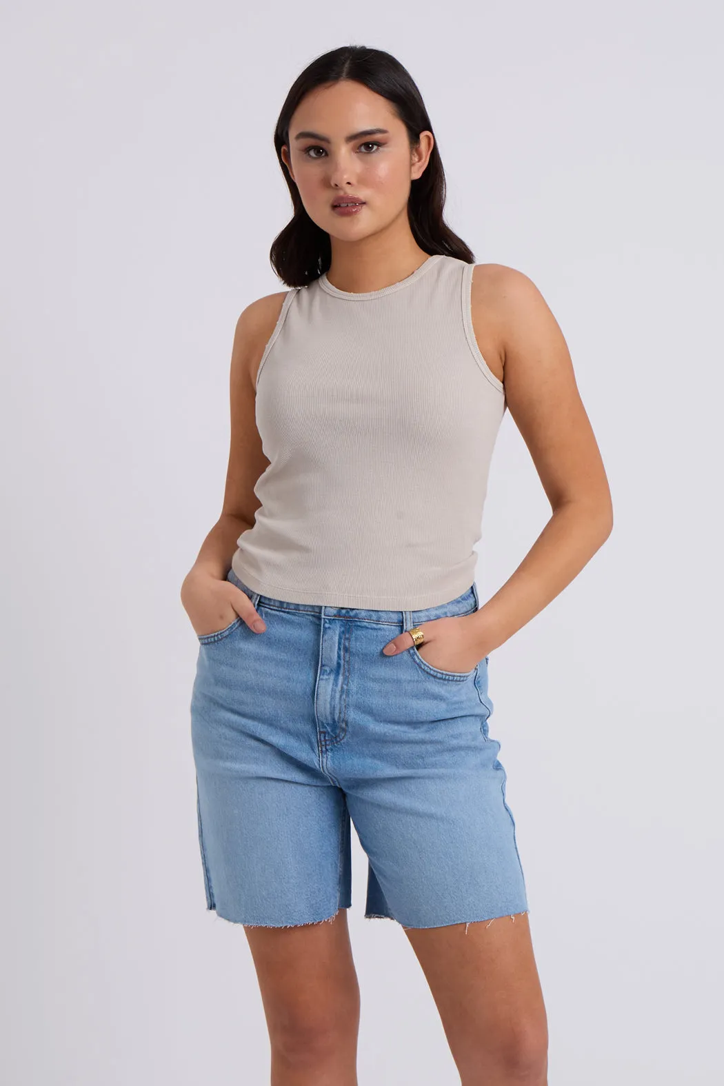 Mid-Wash Bermuda Shorts