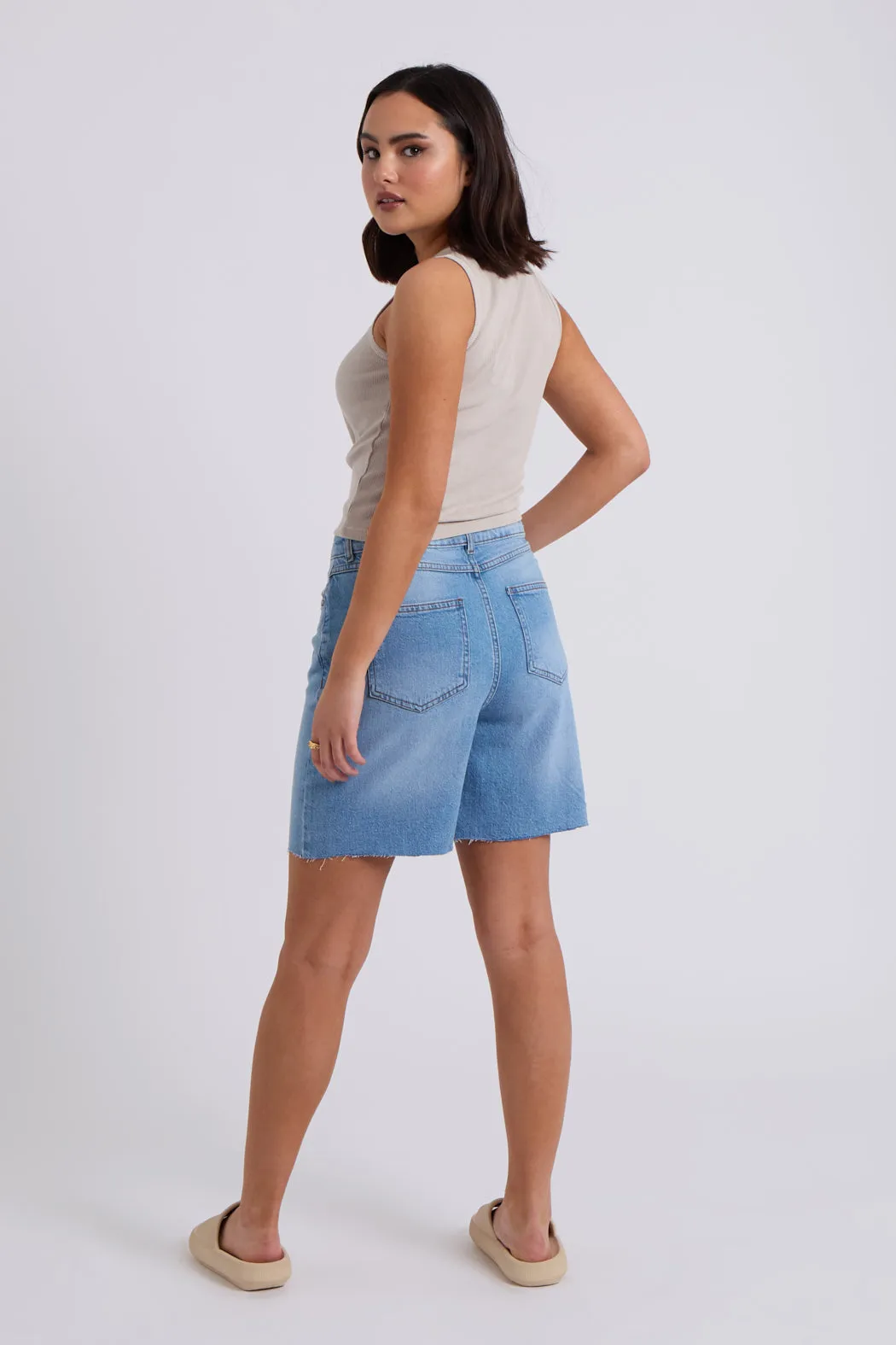 Mid-Wash Bermuda Shorts
